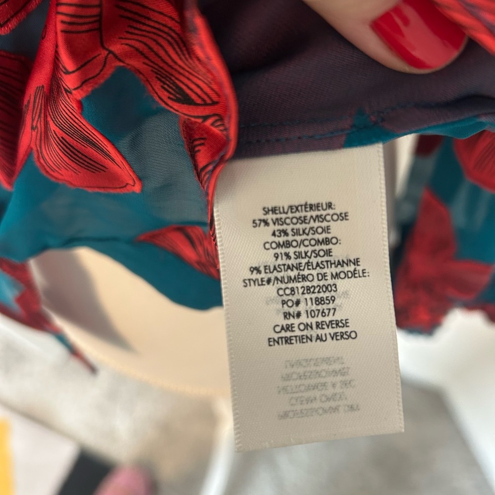 Floral Sheer Blouse - Teal and Red - Picture 3 of 6